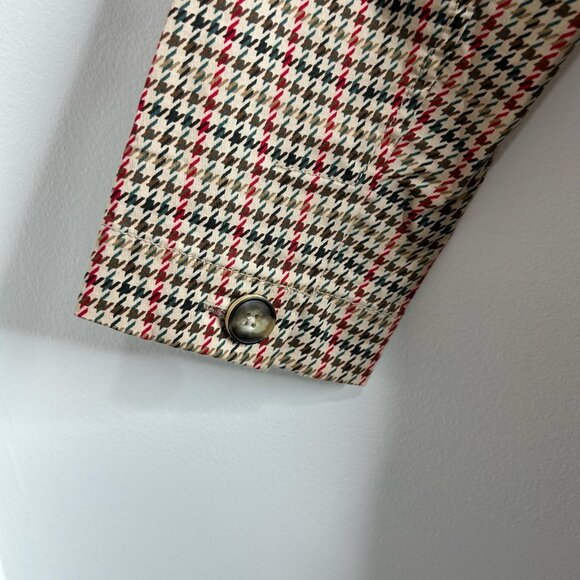 CAbi Jacket Small Red Sherlock Houndstooth Plaid Button Front Chore Coat Pockets - Picture 7 of 13